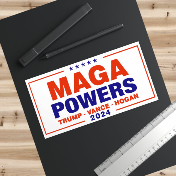 Hulk Hogan wearing Maga Powers Trump Vance Hogan Bumper Stickers